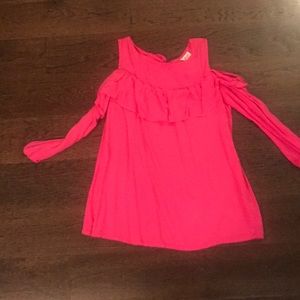 Pink cold shoulder shirt